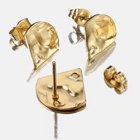 10 PCS/Package 12mm Hole 1~1.9mm 304 Stainless Steel 18K Gold Plated Sector Solid Color Polished Earring Findings sku image 2