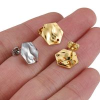 10 PCS/Package 304 Stainless Steel 18K Gold Plated Hexagon Polished Earring Findings main image 5