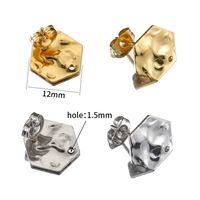 10 PCS/Package 304 Stainless Steel 18K Gold Plated Hexagon Polished Earring Findings main image 2