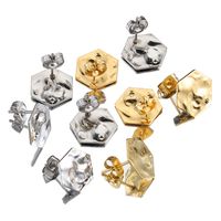 10 PCS/Package 304 Stainless Steel 18K Gold Plated Hexagon Polished Earring Findings main image 4