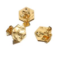 10 PCS/Package 304 Stainless Steel 18K Gold Plated Hexagon Polished Earring Findings sku image 2