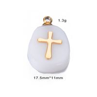 1 Piece Natural Stone Cross Pendant sku image 2