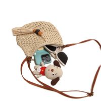 Women's Medium Straw Solid Color Vacation Beach Tassel Weave Zipper Straw Bag main image 2