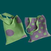Women's Medium Knit Polka Dots Vintage Style Classic Style Square Open Shoulder Bag sku image 4