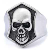 Hip-Hop Streetwear Skull 304 Stainless Steel Carving Men's Rings sku image 3