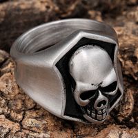 Hip-Hop Streetwear Skull 304 Stainless Steel Carving Men's Rings main image 6