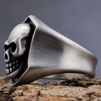 Hip-Hop Streetwear Skull 304 Stainless Steel Carving Men's Rings main image 9
