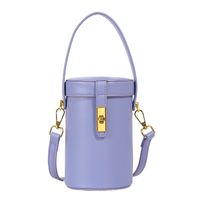 Women's Medium Pu Leather Solid Color Vintage Style Classic Style Sewing Thread Cylindrical Lock Clasp Crossbody Bag sku image 4