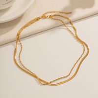 304 Stainless Steel 18K Gold Plated IG Style Simple Style Solid Color Double Layer Necklaces main image 6