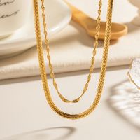 304 Stainless Steel 18K Gold Plated IG Style Simple Style Solid Color Double Layer Necklaces main image 5