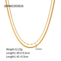 304 Stainless Steel 18K Gold Plated IG Style Simple Style Solid Color Double Layer Necklaces main image 2
