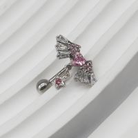 1 Piece Lip Rings Simple Style Shiny Heart Shape Wings 316 Stainless Steel  Alloy Inlay Rhinestones Glass White Gold Plated main image 4