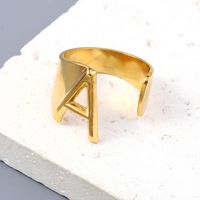 Simple Style Letter Solid Color 201 Stainless Steel Open Rings In Bulk sku image 1