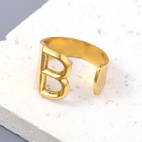 Simple Style Letter Solid Color 201 Stainless Steel Open Rings In Bulk sku image 2