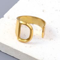 Simple Style Letter Solid Color 201 Stainless Steel Open Rings In Bulk sku image 4
