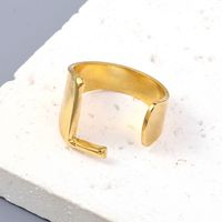 Simple Style Letter Solid Color 201 Stainless Steel Open Rings In Bulk sku image 12