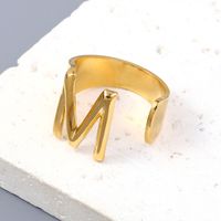 Simple Style Letter Solid Color 201 Stainless Steel Open Rings In Bulk sku image 13