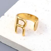 Simple Style Letter Solid Color 201 Stainless Steel Open Rings In Bulk sku image 17