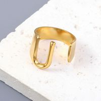 Simple Style Letter Solid Color 201 Stainless Steel Open Rings In Bulk sku image 20