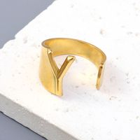 Simple Style Letter Solid Color 201 Stainless Steel Open Rings In Bulk sku image 24