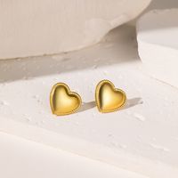 1 Pair Elegant Commute Heart Shape Hollow Out Inlay 304 Stainless Steel Artificial Rhinestones Plastic 18K Gold Plated Ear Studs main image 5