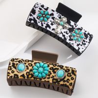 Women's Casual Vacation Classic Style Cross Alloy Cloth Inlay Turquoise Hair Claws main image 1