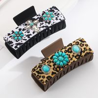 Women's Casual Vacation Classic Style Cross Alloy Cloth Inlay Turquoise Hair Claws main image 4