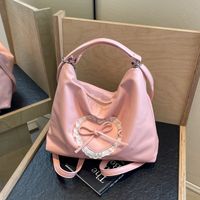 Women's Medium Pu Leather Heart Shape Bow Knot Streetwear Lace Square Zipper Tote Bag main image 1