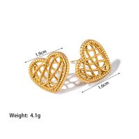 1 Pair Elegant Commute Heart Shape Hollow Out Inlay 304 Stainless Steel Artificial Rhinestones Plastic 18K Gold Plated Ear Studs sku image 3