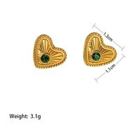 1 Pair Elegant Commute Heart Shape Hollow Out Inlay 304 Stainless Steel Artificial Rhinestones Plastic 18K Gold Plated Ear Studs sku image 2