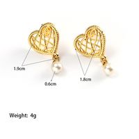 1 Pair Elegant Commute Heart Shape Hollow Out Inlay 304 Stainless Steel Artificial Rhinestones Plastic 18K Gold Plated Ear Studs sku image 4