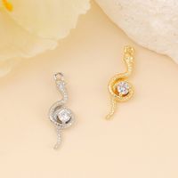 1 Piece 19*6.5mm Copper Zircon 18K Gold Plated White Gold Plated Snake Polished Pendant main image 4