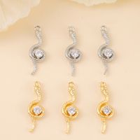 1 Piece 19*6.5mm Copper Zircon 18K Gold Plated White Gold Plated Snake Polished Pendant main image 5