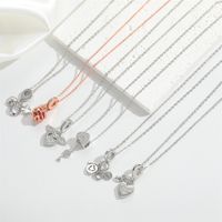 Copper Basic Classic Style Commute Inlay Heart Shape Shell Lock Zircon Pendant Necklace main image 5