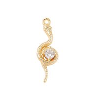 1 Piece 19*6.5mm Copper Zircon 18K Gold Plated White Gold Plated Snake Polished Pendant main image 6
