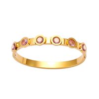 304 Stainless Steel 18K Gold Plated Casual Vintage Style Plating Inlay Solid Color Rhinestones Bangle sku image 2
