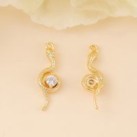 1 Piece 19*6.5mm Copper Zircon 18K Gold Plated White Gold Plated Snake Polished Pendant sku image 1