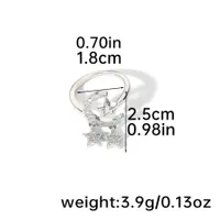 Copper 18K Gold Plated IG Style Shiny Inlay Star Moon Zircon Open Rings main image 2