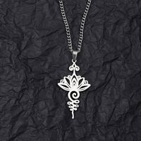 Hip-Hop Lotus 201 Stainless Steel Hollow Out Unisex Pendant Necklace main image 4