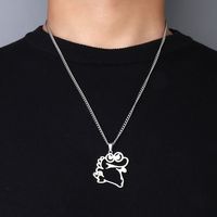 201 Stainless Steel Hip-Hop Hollow Out Dinosaur Pendant Necklace main image 3