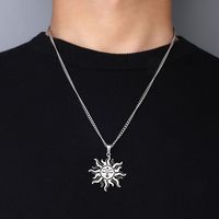 Hip-Hop Sun Smiley Face 201 Stainless Steel Hollow Out Unisex Pendant Necklace sku image 1