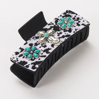 Women's Casual Vacation Classic Style Cross Alloy Cloth Inlay Turquoise Hair Claws sku image 1