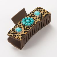 Women's Casual Vacation Classic Style Cross Alloy Cloth Inlay Turquoise Hair Claws sku image 2