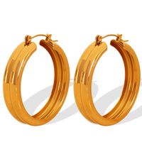 1 Pair Modern Style Simple Style Classic Style Circle Plating Titanium Steel 18K Gold Plated Hoop Earrings main image 6