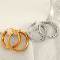 1 Pair Modern Style Simple Style Classic Style Circle Plating Titanium Steel 18K Gold Plated Hoop Earrings main image 7