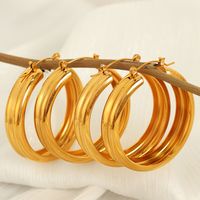 1 Pair Modern Style Simple Style Classic Style Circle Plating Titanium Steel 18K Gold Plated Hoop Earrings main image 4