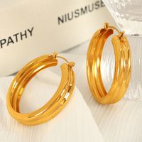 1 Pair Modern Style Simple Style Classic Style Circle Plating Titanium Steel 18K Gold Plated Hoop Earrings main image 5