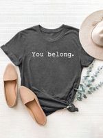 Women's T-shirt Short Sleeve T-Shirts Printing Casual Streetwear Letter main image 2