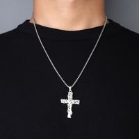 201 Stainless Steel Hip-Hop Hollow Out Human Cross Tree Pendant Necklace main image 4