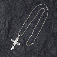 201 Stainless Steel Hip-Hop Hollow Out Human Cross Tree Pendant Necklace main image 3